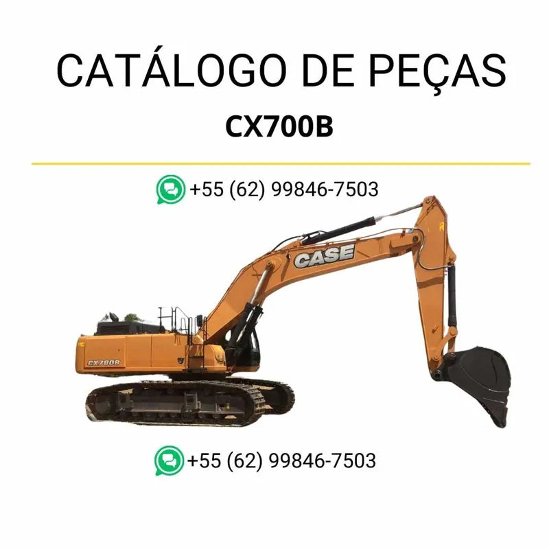 Catálogo de peças Case CX700B TIER III em PDF, com vistas explodidas detalhadas, diagramas técnicos e lista completa de componentes originais da escavadeira.