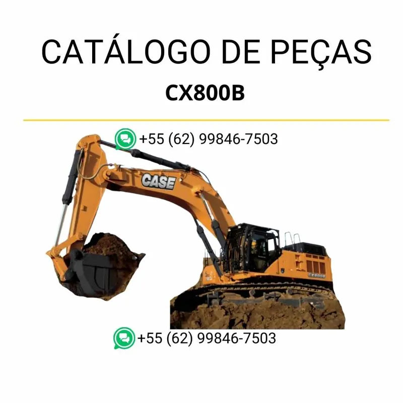 Catálogo de peças Case CX800B TIER III em PDF, com ilustrações técnicas detalhadas, diagramas precisos e lista completa de componentes originais.