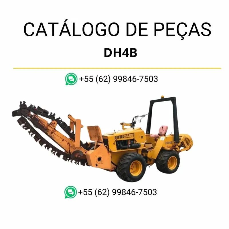 Catálogo de peças CASE DH4B em PDF com ilustrações detalhadas da valetadeira e lista completa de componentes originais