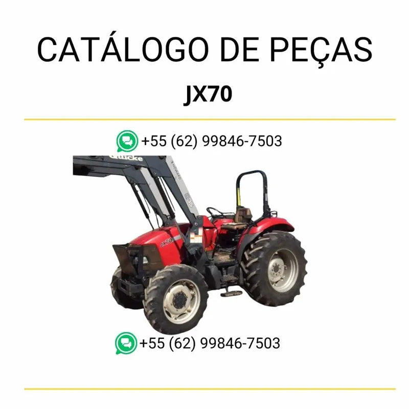 Catálogo de peças dos tratores Case Farmall JX70, JX75, JX80, JX90 e JX100 em PDF, com ilustrações técnicas e lista completa de componentes originais para manutenção e reposição.