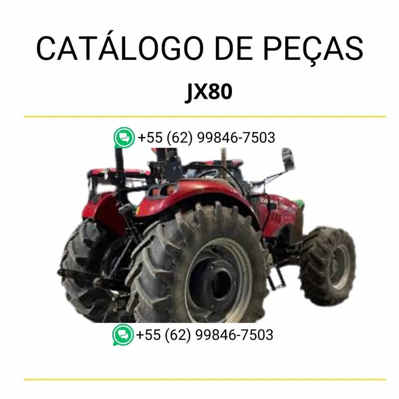 Catálogo de peças dos tratores Case Farmall JX70, JX75, JX80, JX90, JX100 e JX110 em PDF, com ilustrações técnicas e lista completa de componentes originais.