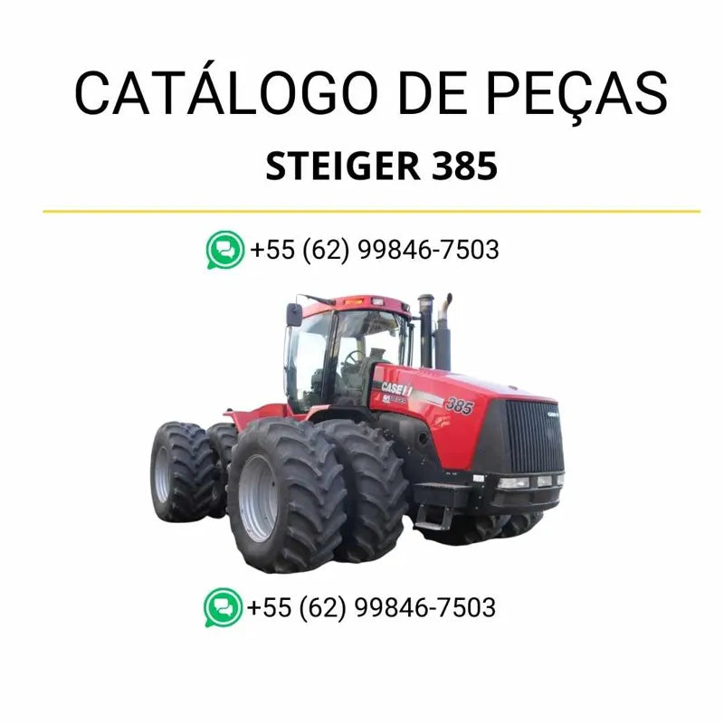Catálogo de peças CASE IH Steiger 385 Dup Trac 2007-2011 em PDF, com diagramas explodidos, ilustrações técnicas detalhadas e lista completa de componentes originais do trator.