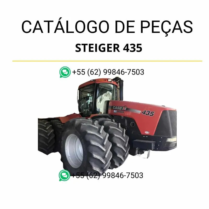 Catálogo de peças CASE IH Steiger 435 Dup Trac 2007-2011 em PDF, com diagramas técnicos completos, vistas explodidas e lista detalhada de componentes originais do trator.