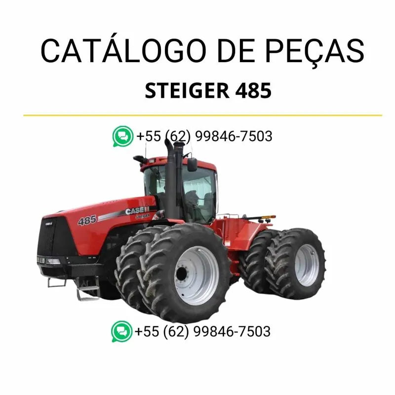 Catálogo de peças CASE IH Steiger 485 Dup Trac 2007-2011 em PDF, com ilustrações técnicas, diagramas completos e lista detalhada de componentes originais do trator.
