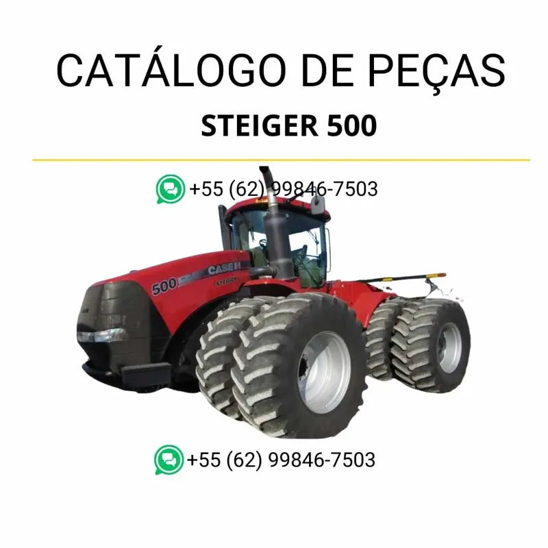 Catálogo de peças CASE IH Steiger 500 Dup Trac 2011-2014 em PDF, com diagramas técnicos, ilustrações detalhadas e lista completa de componentes originais do trator.