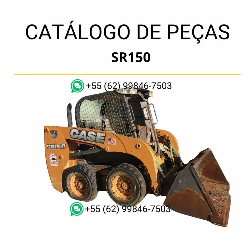 Catálogo de peças CASE SR150 em PDF, com diagramas detalhados e identificação completa dos conjuntos da minicarregadora.