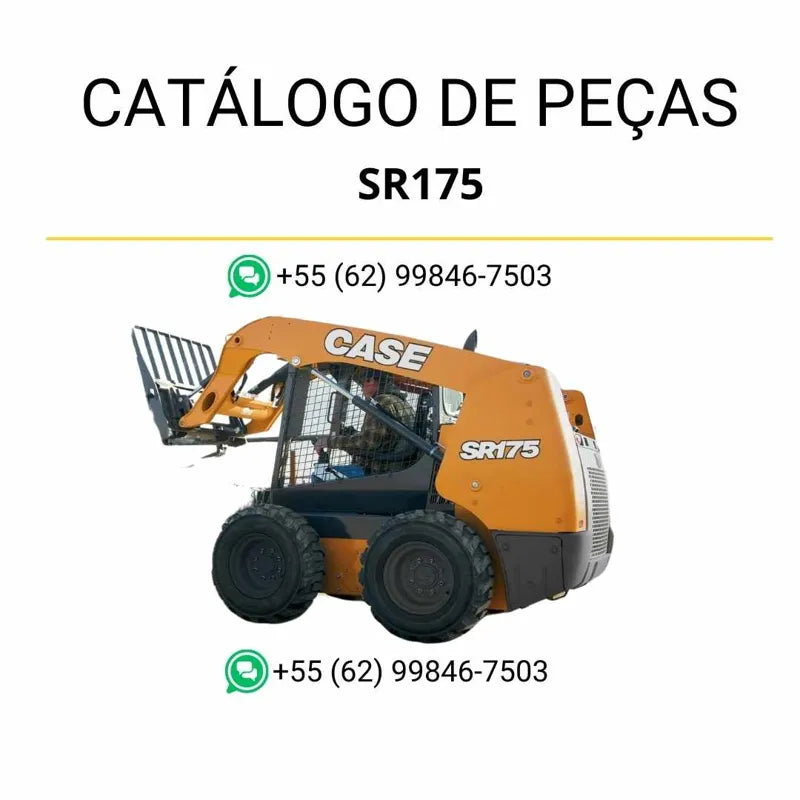 Catálogo de peças CASE SR175 em PDF, com diagramas técnicos e identificação completa dos componentes da minicarregadora.