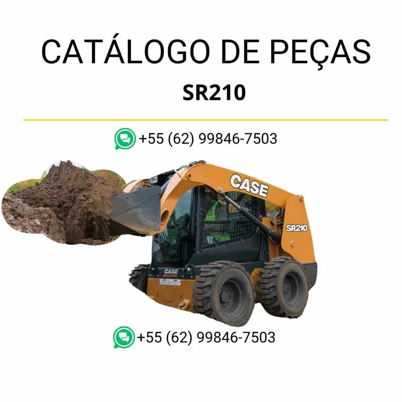 Catálogo de peças CASE SR210 em PDF, com ilustrações técnicas e identificação detalhada dos componentes da minicarregadeira TIER 4B.