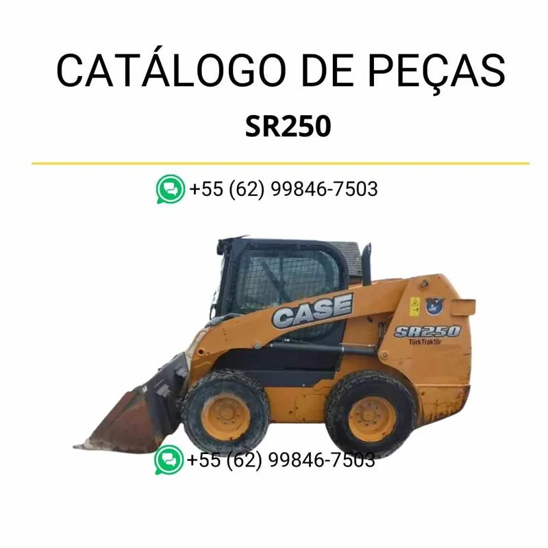 Catálogo de peças CASE SR250 em PDF, com diagramas detalhados da minicarregadeira e identificação precisa dos componentes.