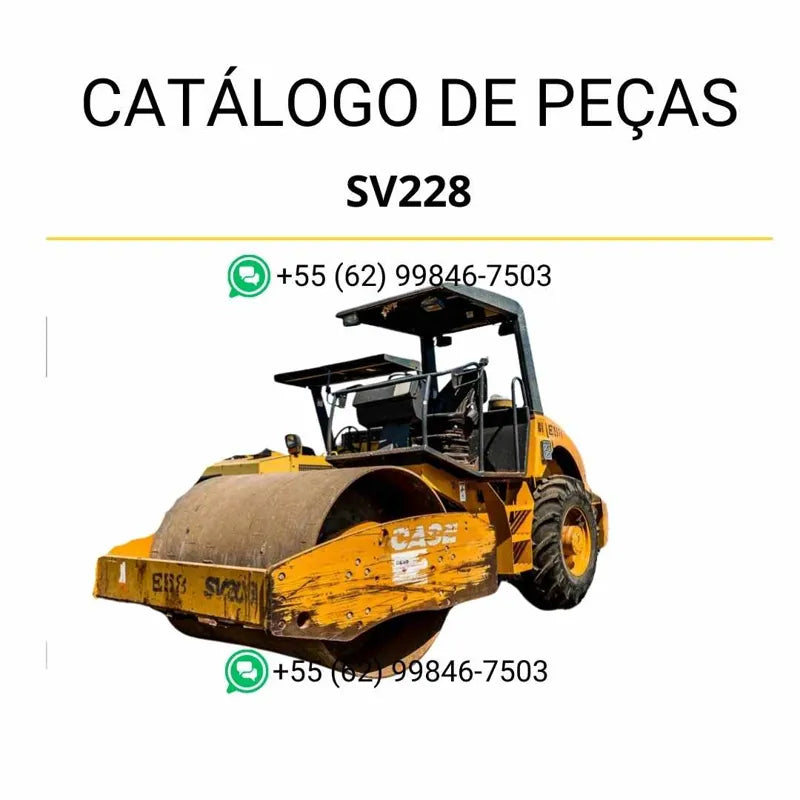 Catálogo de peças CASE SV228 para rolamento vibratório em PDF com diagramas detalhados e identificação precisa de componentes