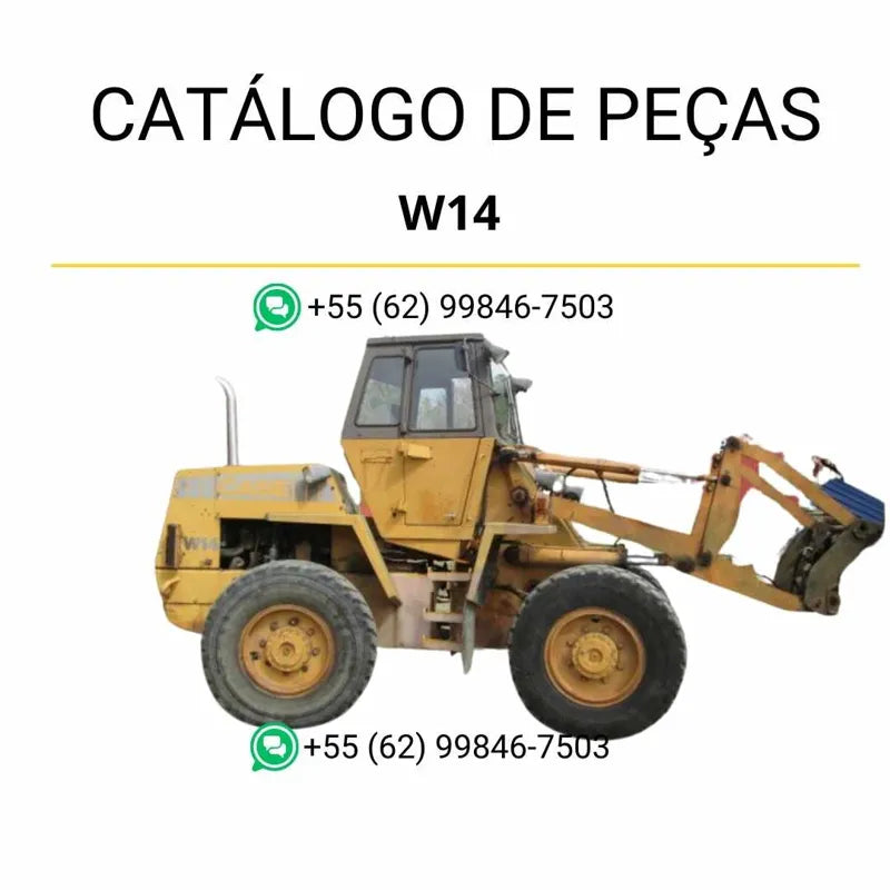 Catálogo de peças CASE W14 em PDF com ilustrações técnicas e lista completa de componentes da carregadeira de rodas 1972–1986
