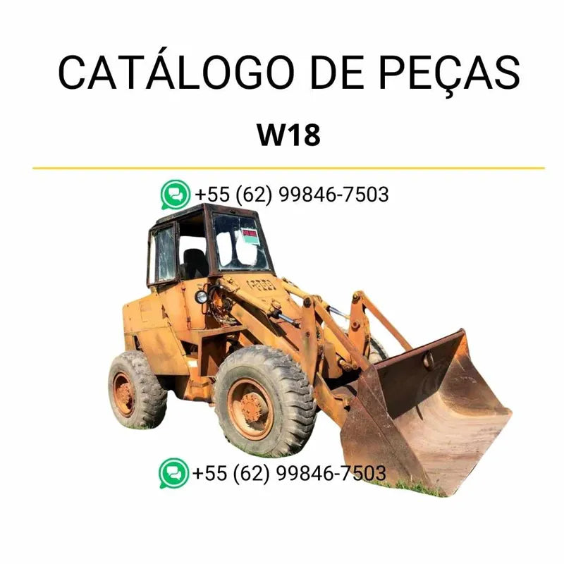Catálogo de peças CASE W18 em PDF com diagramas detalhados e lista de componentes originais da carregadeira de rodas 1971–1983