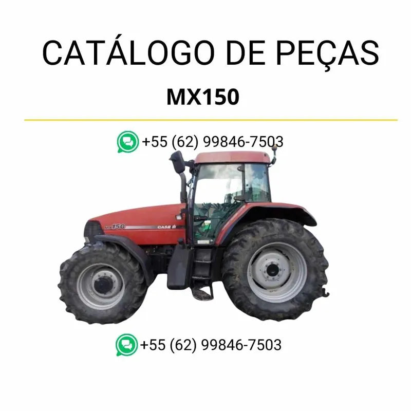 Catálogo de peças CASE IH MX150 Maxxum em PDF, com lista detalhada de componentes e ilustrações técnicas