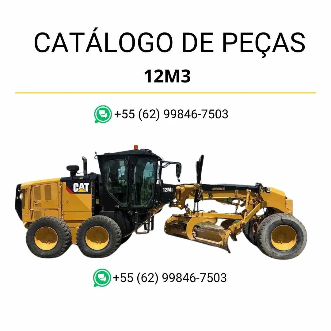 Catálogo de peças Caterpillar 12M3 motoniveladora em PDF com ilustrações detalhadas e lista completa de componentes originais.