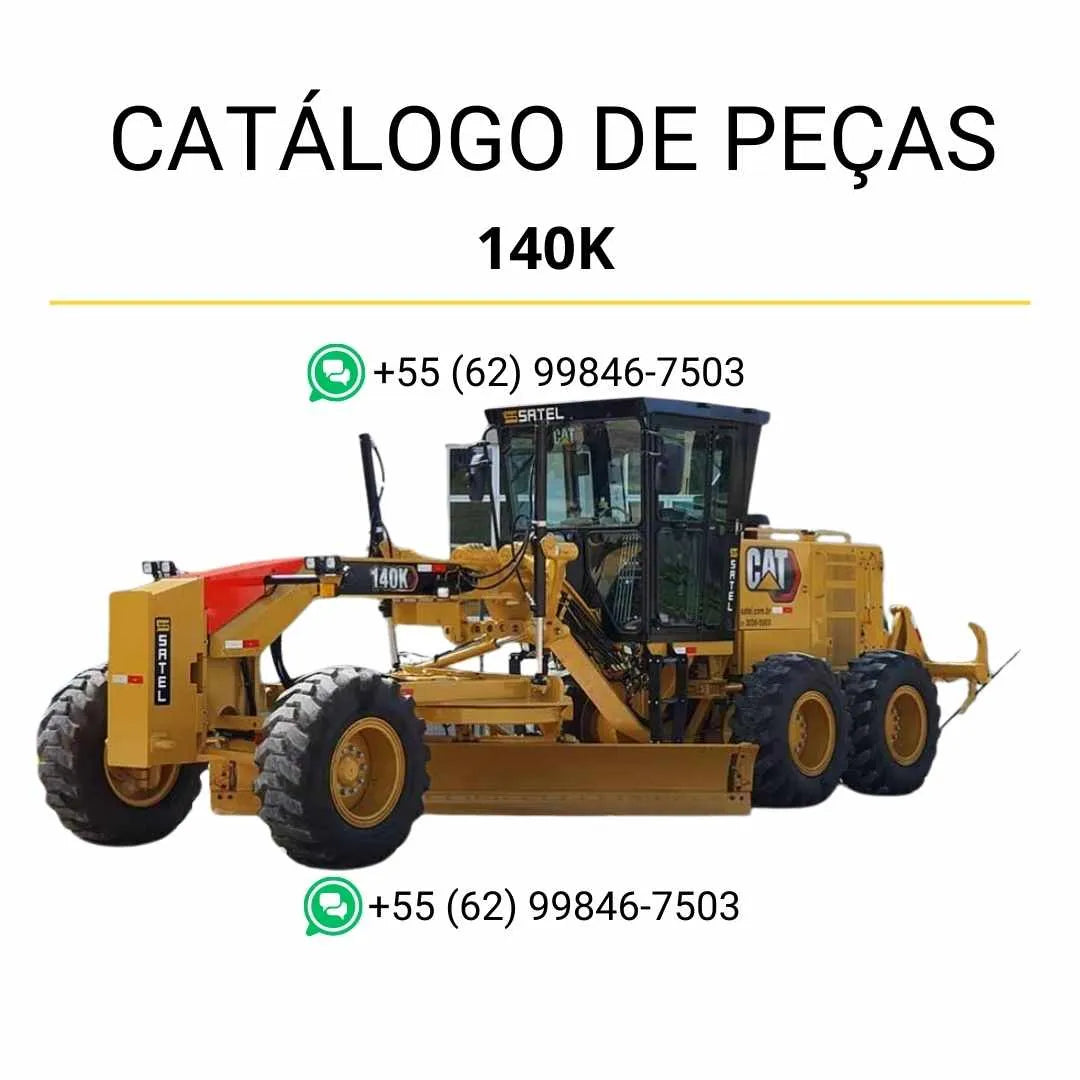 Catálogo de peças Caterpillar 140K em PDF com diagramas técnicos precisos e lista completa dos componentes originais da motoniveladora.