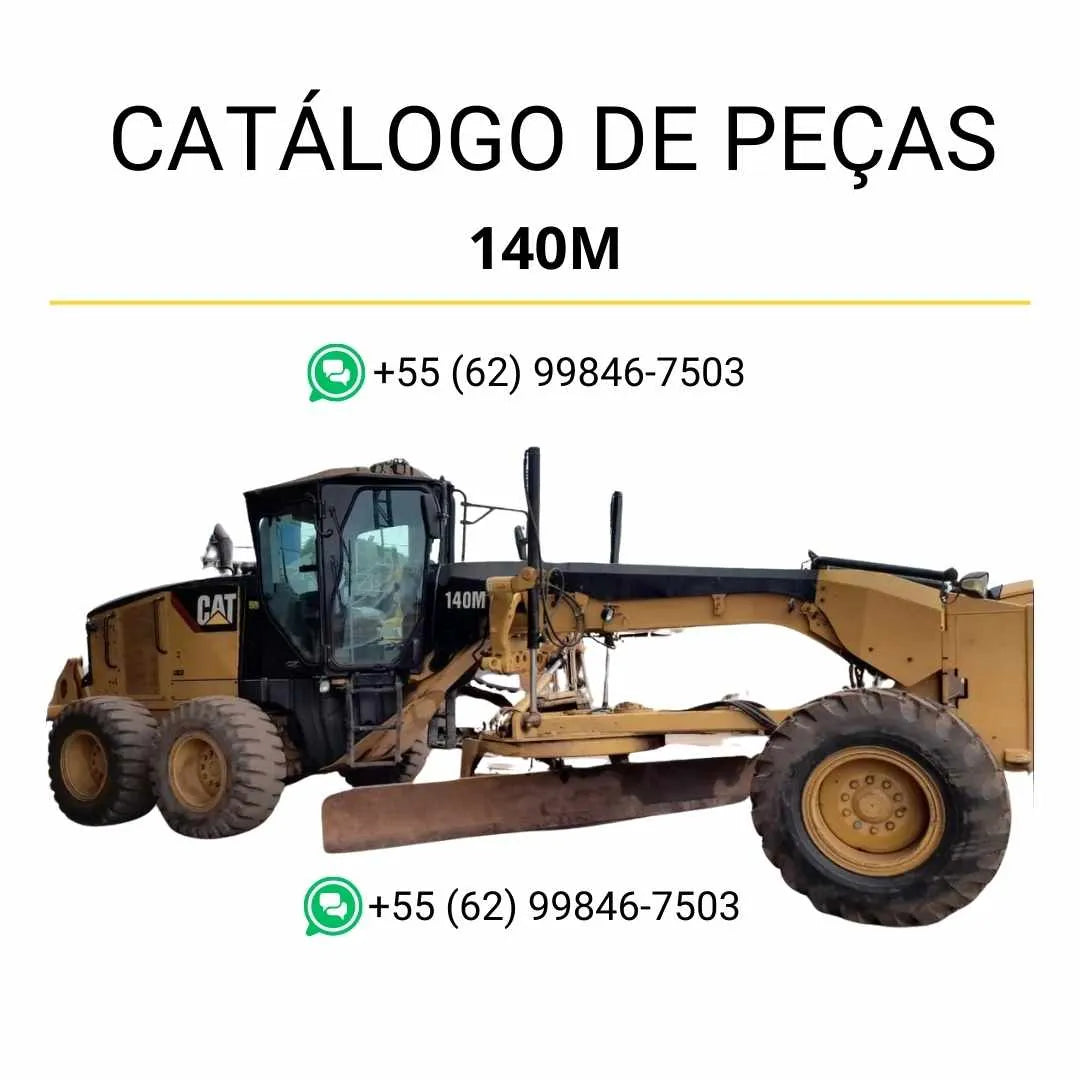 Catálogo de peças Caterpillar 140M em PDF com diagramas técnicos detalhados e lista completa dos componentes originais da motoniveladora.