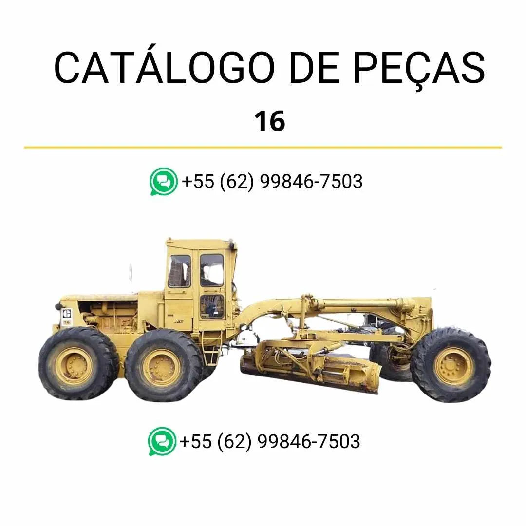Catálogo de peças Caterpillar 16 motoniveladora em PDF com diagramas técnicos e lista detalhada de componentes originais.