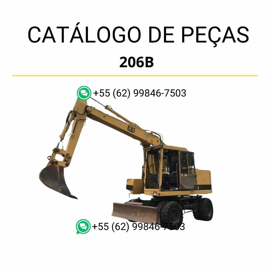 Catálogo de peças Caterpillar 206B escavadeira em PDF com ilustrações técnicas precisas e identificação completa dos componentes originais.