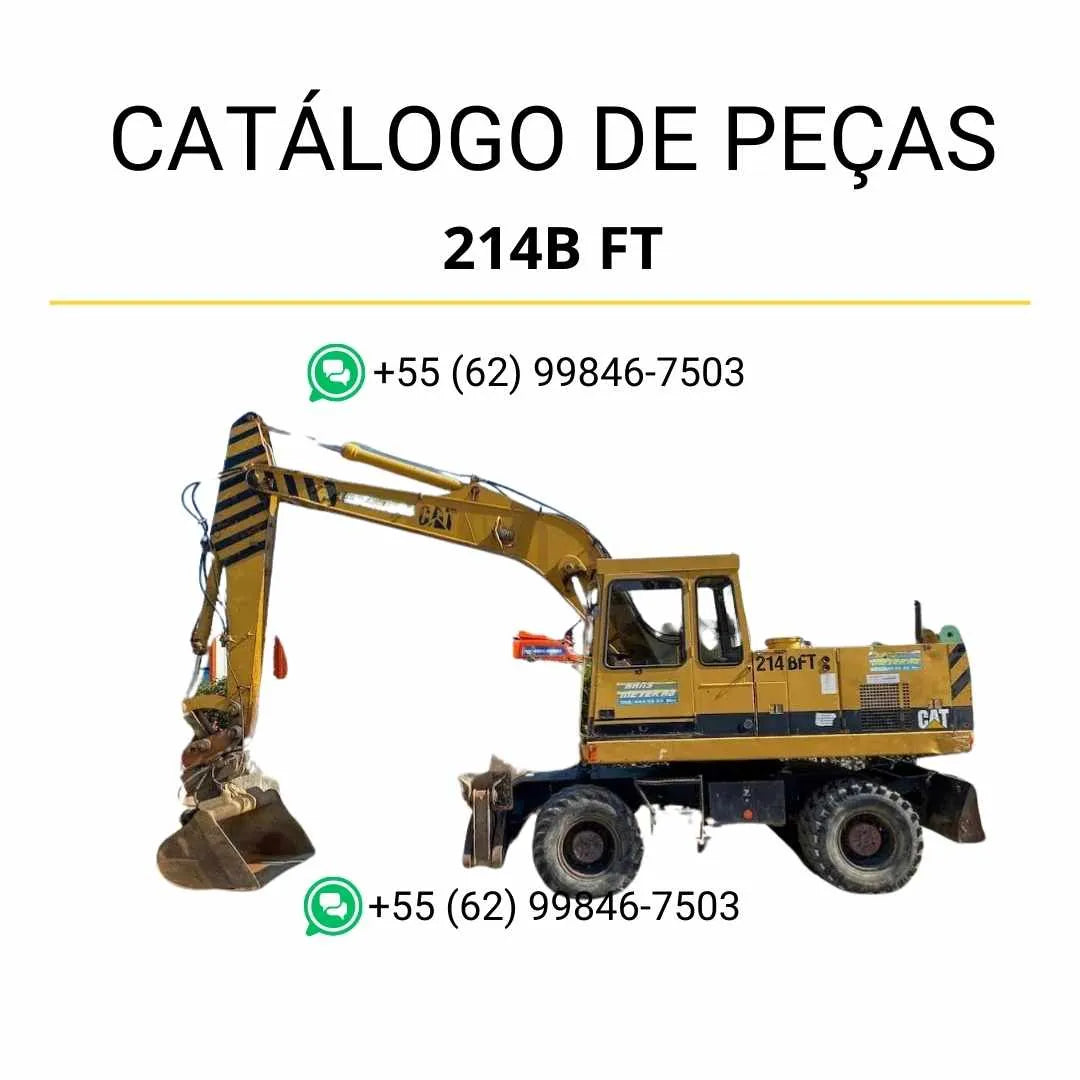 Catálogo de peças Caterpillar 214B FT em PDF, contendo diagramas técnicos e lista detalhada de componentes originais da escavadeira.