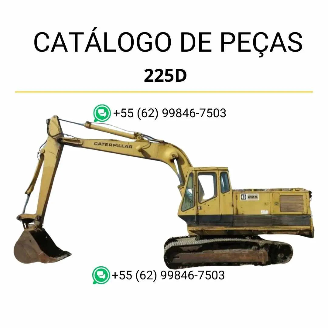 Catálogo de peças Caterpillar 225D para escavadeira em PDF com vistas explodidas, códigos originais e ilustrações técnicas detalhadas.
