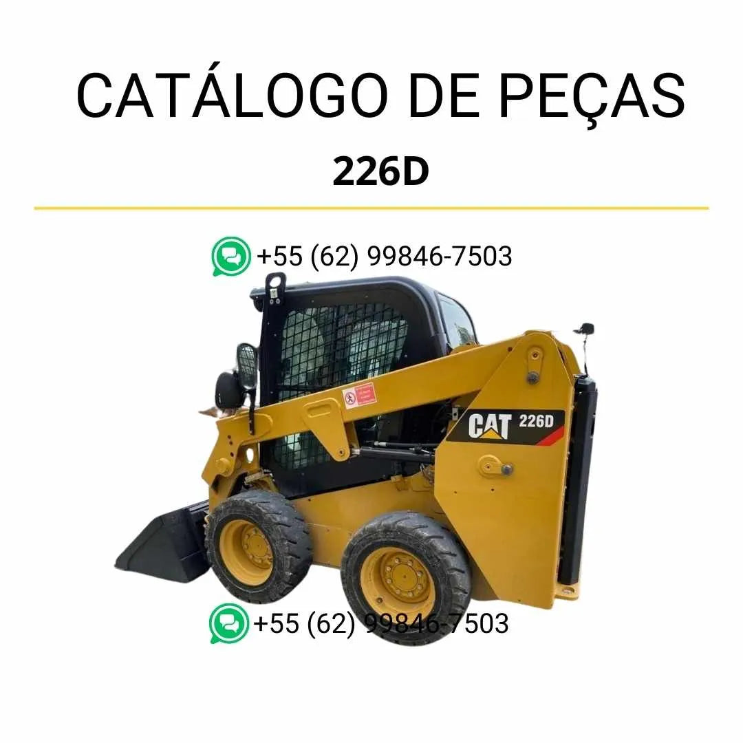Catálogo de peças Caterpillar 226D em PDF com ilustrações técnicas detalhadas e identificação completa dos componentes originais da mini carregadeira.