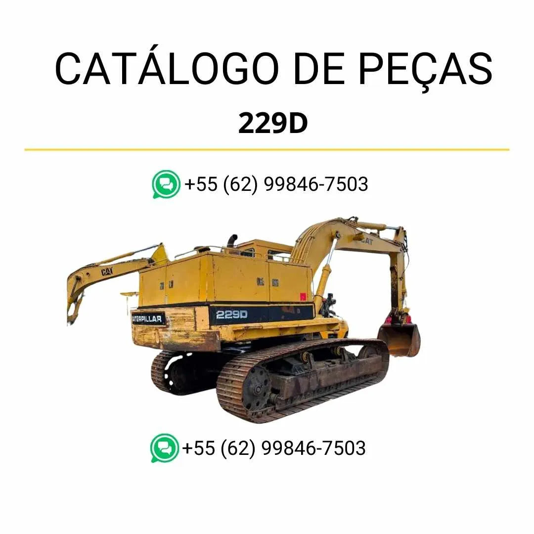 Catálogo de peças Caterpillar 229D para escavadeira em PDF com diagramas técnicos e lista completa de componentes originais.