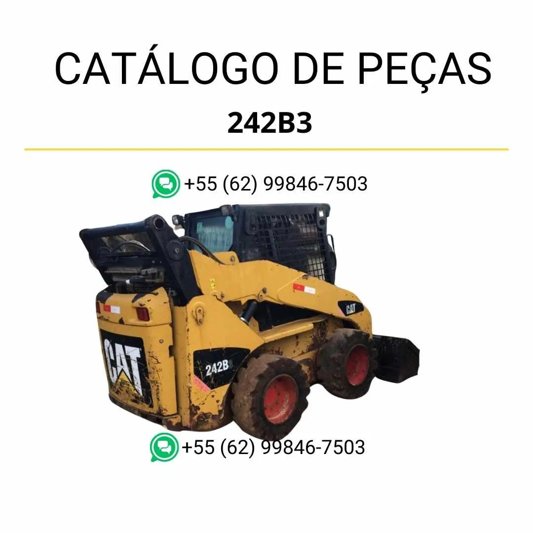 Catálogo de peças Caterpillar 242B3 em PDF com ilustrações técnicas detalhadas e lista completa de componentes originais da mini carregadeira.