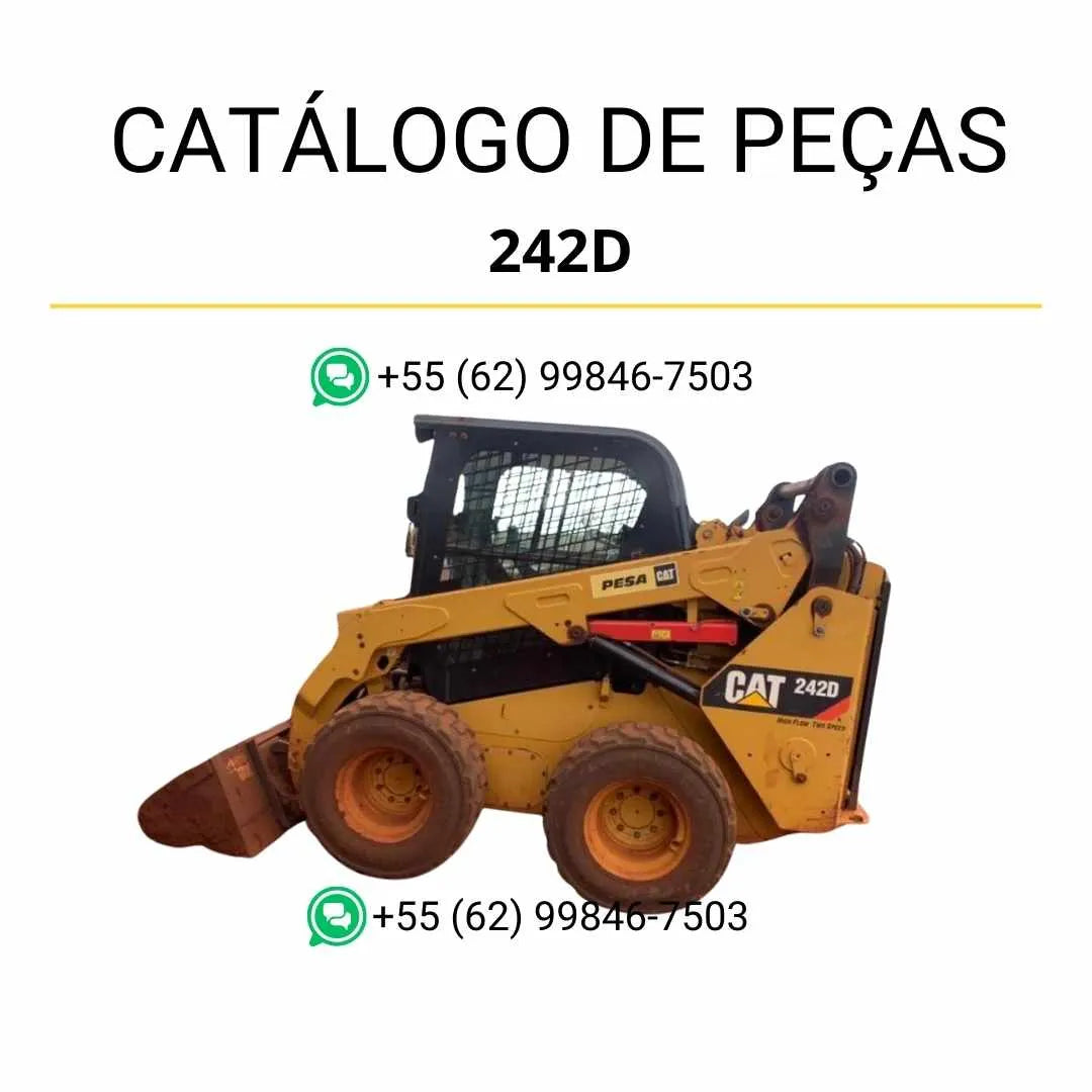 Catálogo de peças Caterpillar 242D em PDF com diagramas técnicos e lista completa de componentes originais da mini carregadeira.