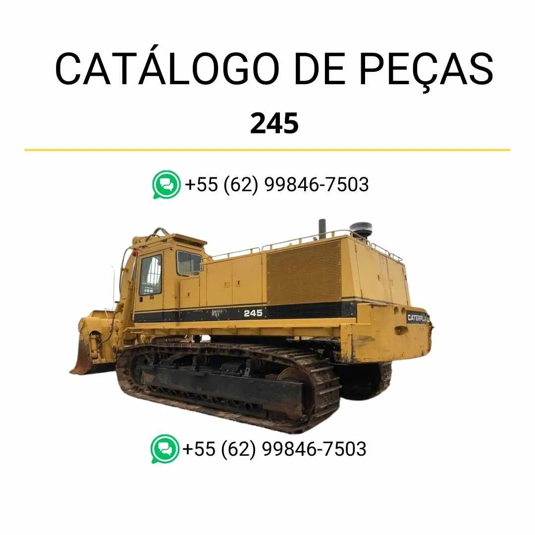 Catálogo de peças Caterpillar 245 em PDF, com diagramas técnicos detalhados e identificação completa de componentes originais da escavadeira.