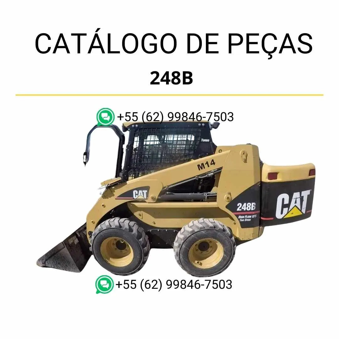 Catálogo de peças Caterpillar 248B em PDF com diagramas técnicos detalhados e lista completa de componentes originais da mini carregadeira.