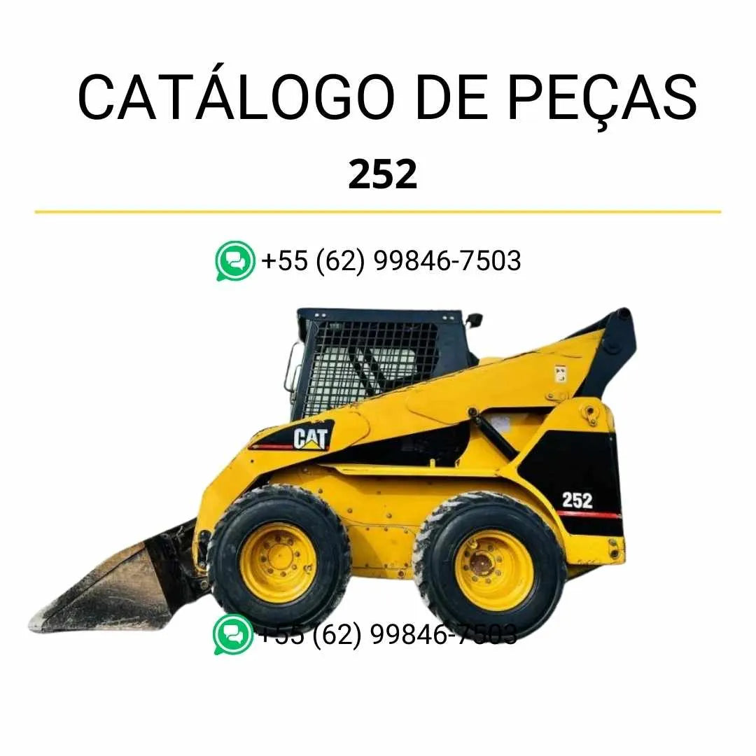 Catálogo de peças Caterpillar 252 em PDF com diagramas ilustrados e lista detalhada de componentes originais da mini carregadeira.