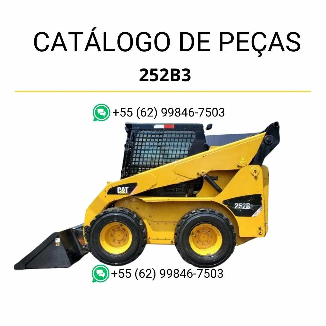 Catálogo de peças Caterpillar 252B3 em PDF com diagramas detalhados e lista completa de componentes originais da mini carregadeira.