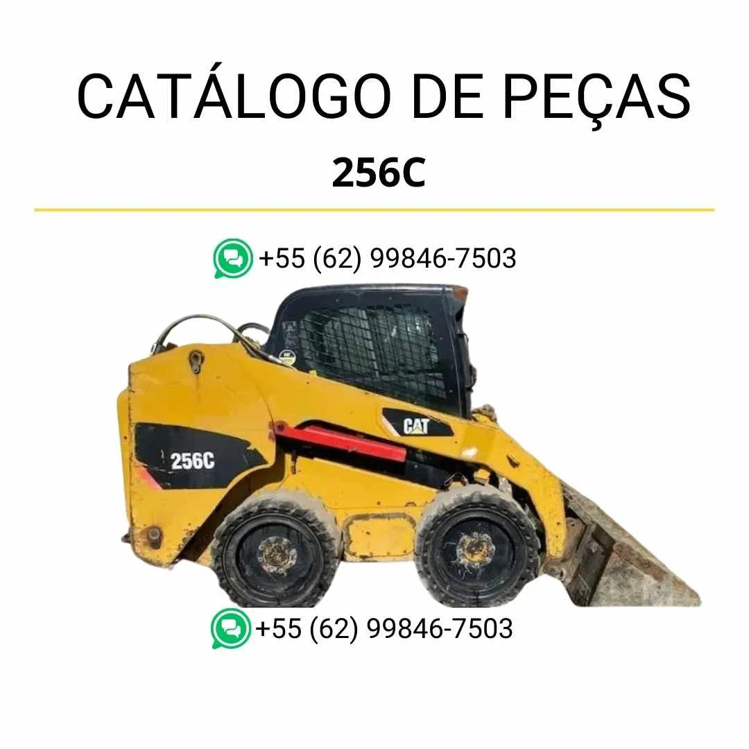 Catálogo de peças Caterpillar 256C em PDF com ilustrações técnicas e identificação detalhada de componentes originais.
