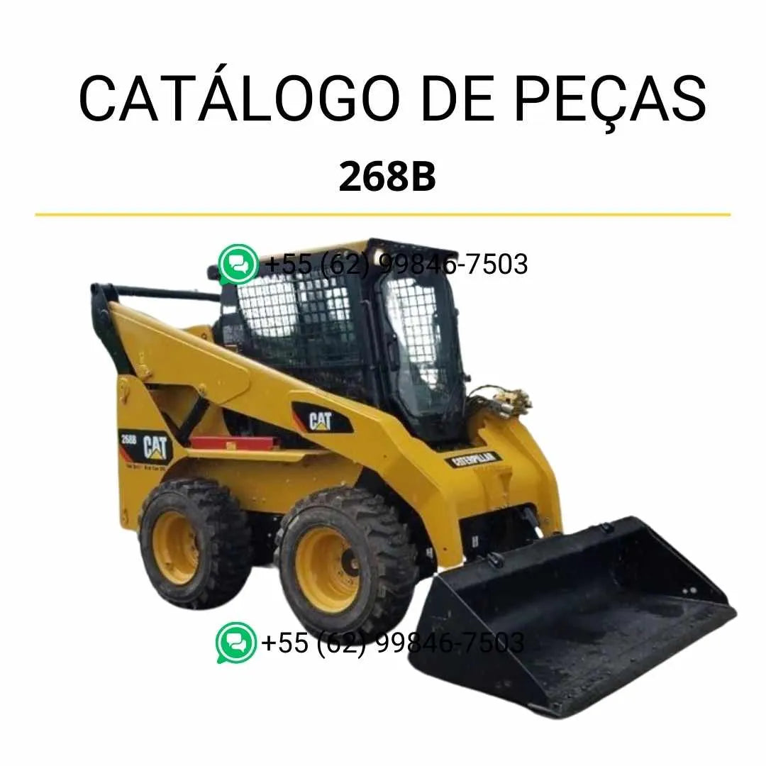 Catálogo de peças Caterpillar 268B em PDF com ilustrações técnicas detalhadas e lista completa de componentes originais da mini carregadeira.