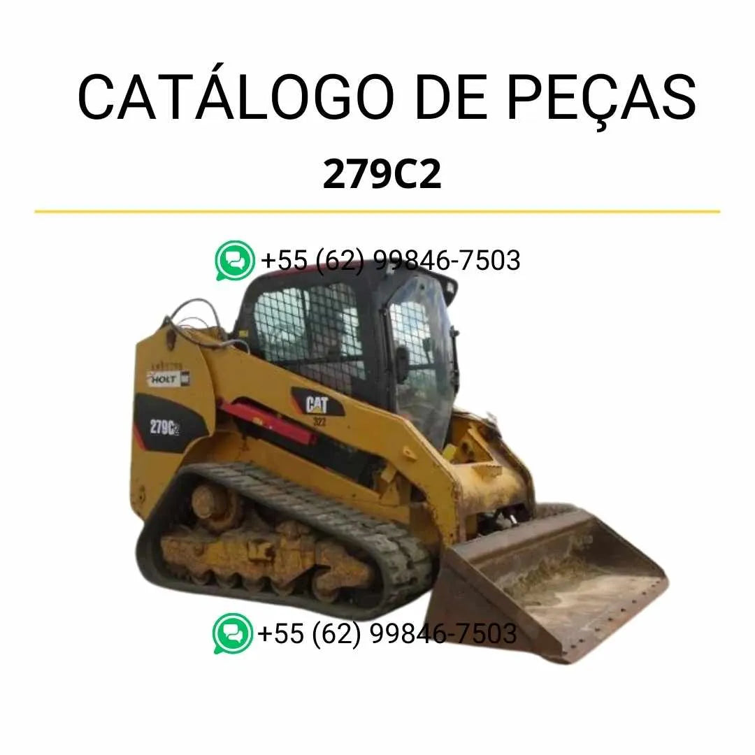Catálogo de peças Caterpillar 279C2 em PDF com diagramas técnicos completos e lista detalhada de componentes originais da mini carregadeira.