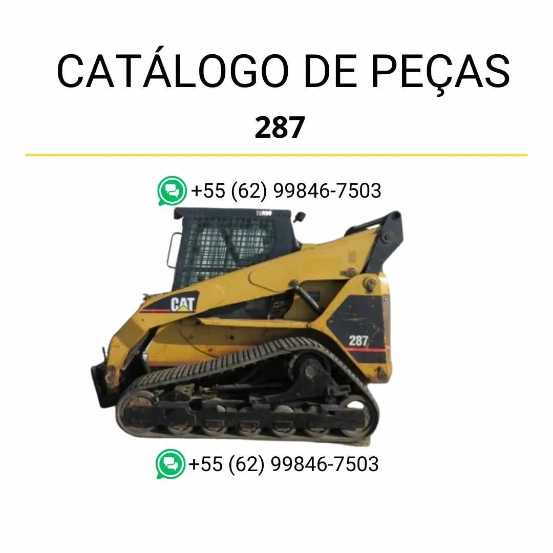 Catálogo de peças Caterpillar 287 em PDF com diagramas técnicos detalhados e lista completa de componentes originais da mini carregadeira.