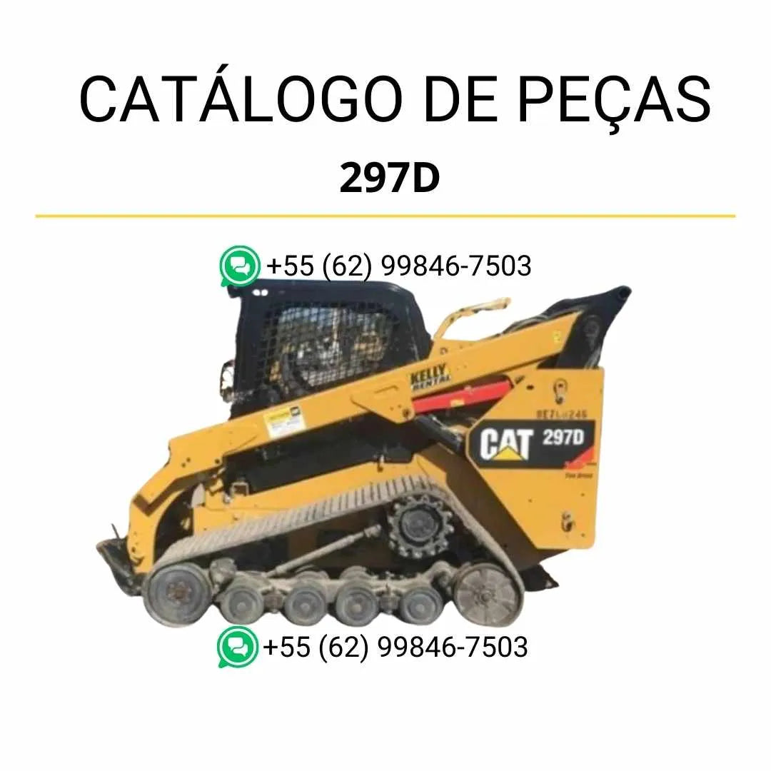 Catálogo de peças Caterpillar 297D em PDF com ilustrações técnicas detalhadas e lista completa de componentes originais da mini carregadeira.