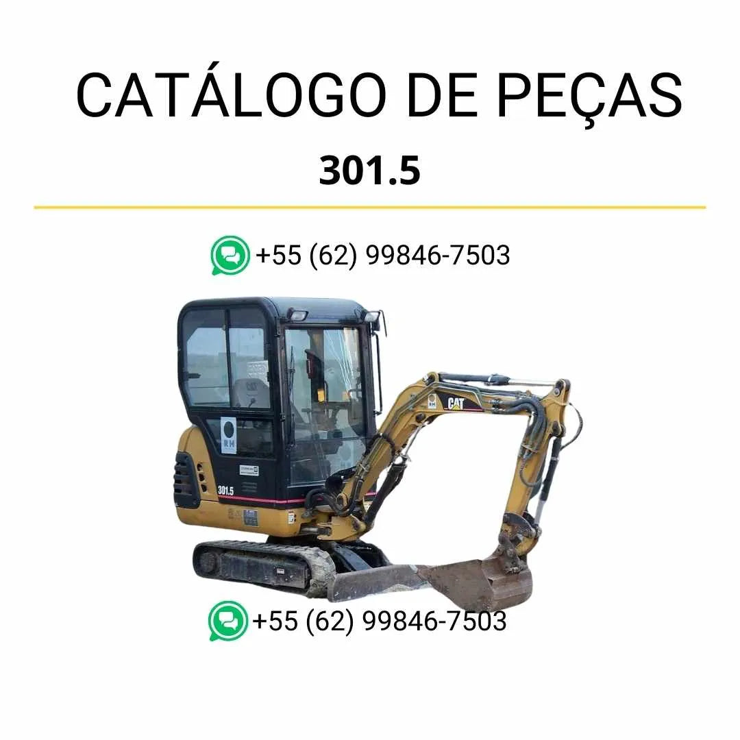 Catálogo de peças Caterpillar 301.5 mini escavadeira hidráulica em PDF com diagramas completos, vistas explodidas e identificação detalhada de componentes originais.
