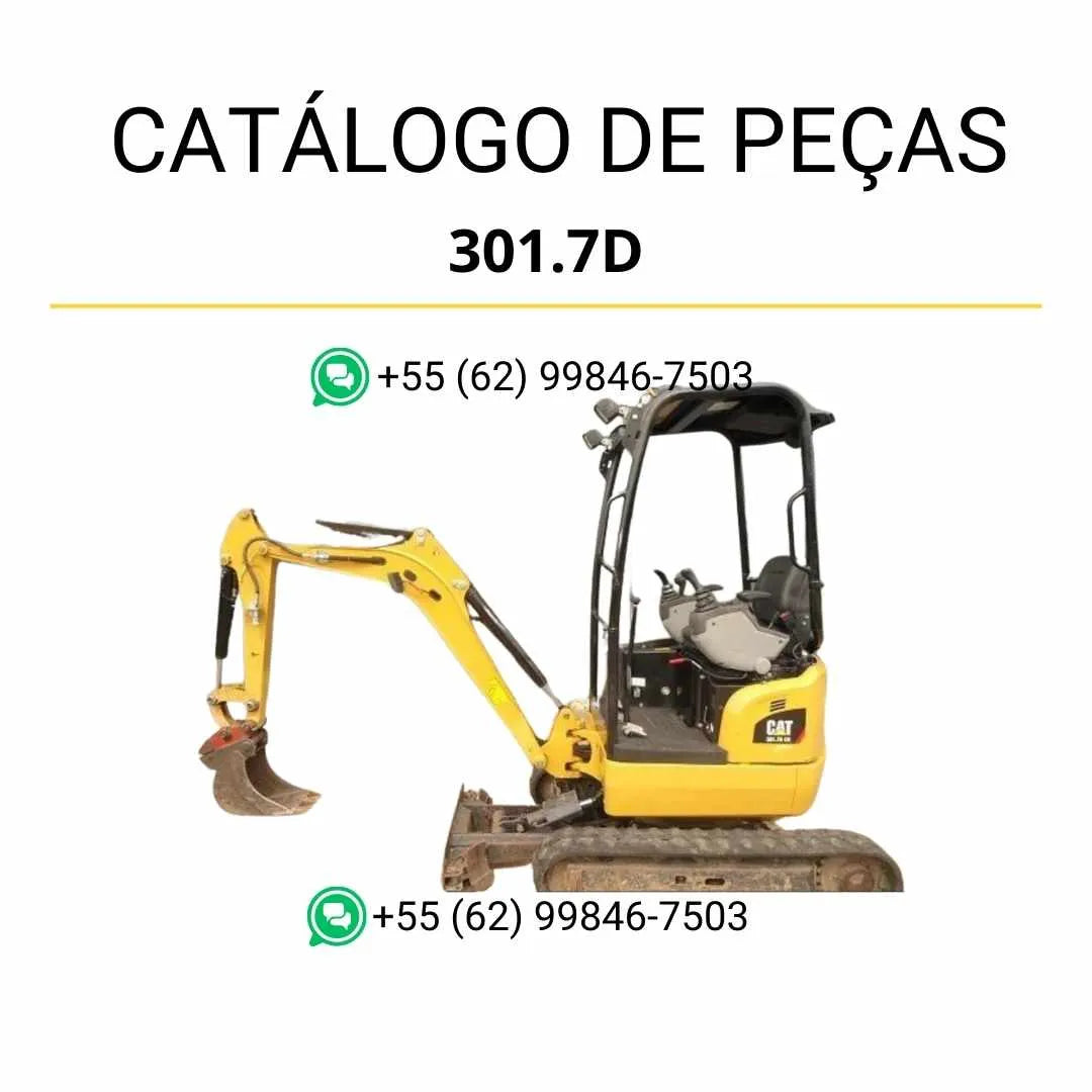 Catálogo de peças Caterpillar 301.7D CR mini escavadeira hidráulica em PDF com diagramas completos, ilustrações detalhadas e lista de componentes originais.