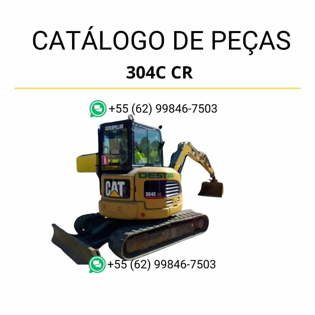 Catálogo de peças Caterpillar 304C CR mini escavadeira hidráulica em PDF com vistas explodidas detalhadas e lista completa de componentes originais.