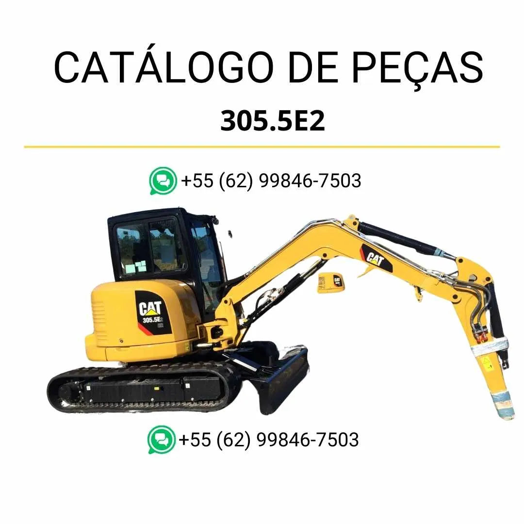 Catálogo de peças Caterpillar 305.5E2 CR mini escavadeira hidráulica em PDF com ilustrações técnicas detalhadas e lista completa de componentes originais.