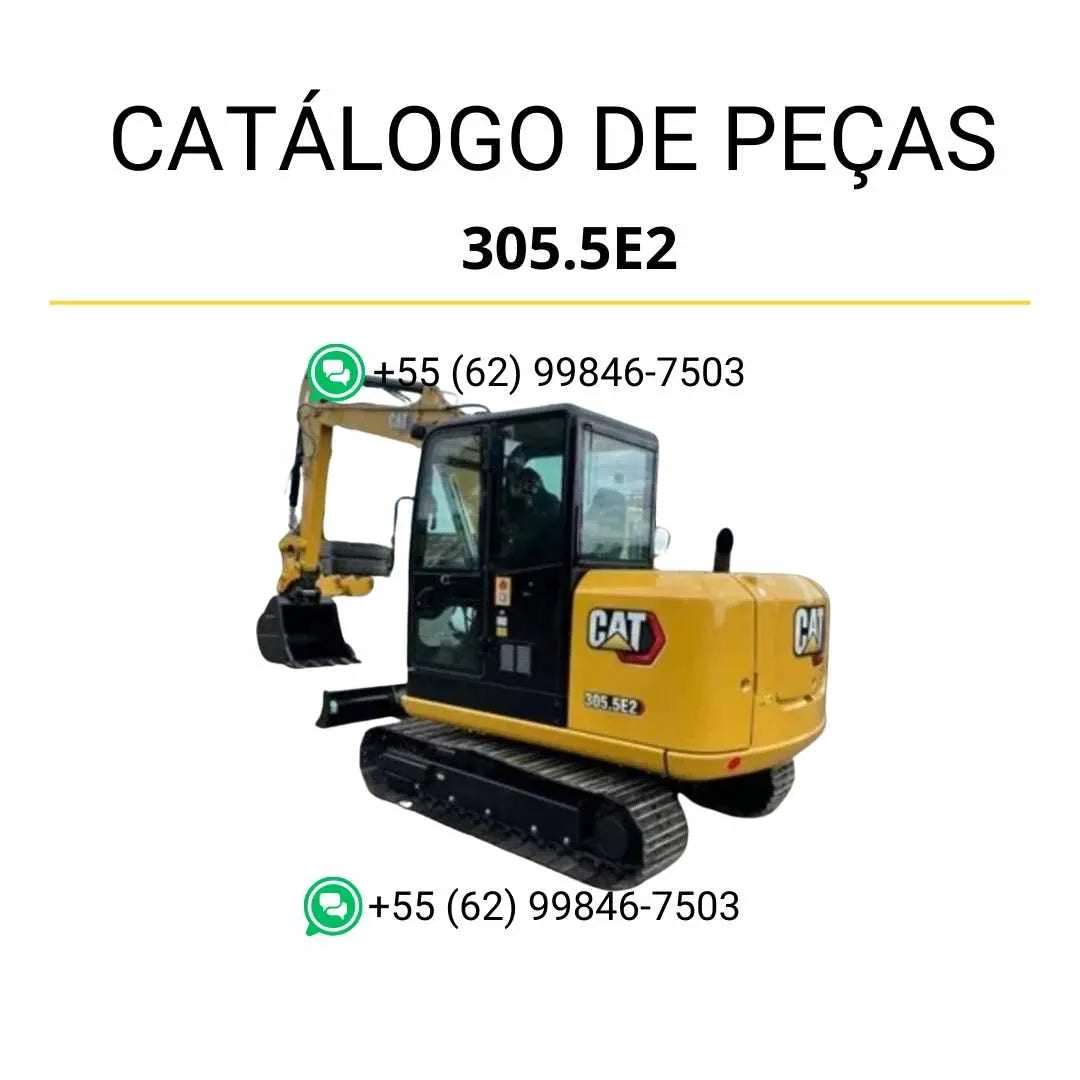 Catálogo de peças Caterpillar 305.5E2 mini escavadeira hidráulica em PDF com diagramas técnicos completos e identificação detalhada de componentes originais.
