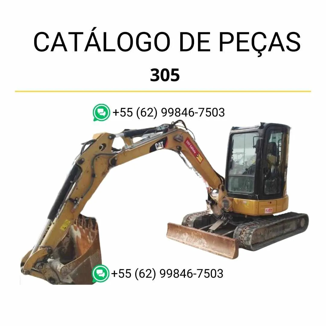 Catálogo de peças Caterpillar 305 mini escavadeira hidráulica em PDF com diagramas técnicos completos e identificação detalhada de componentes originais.