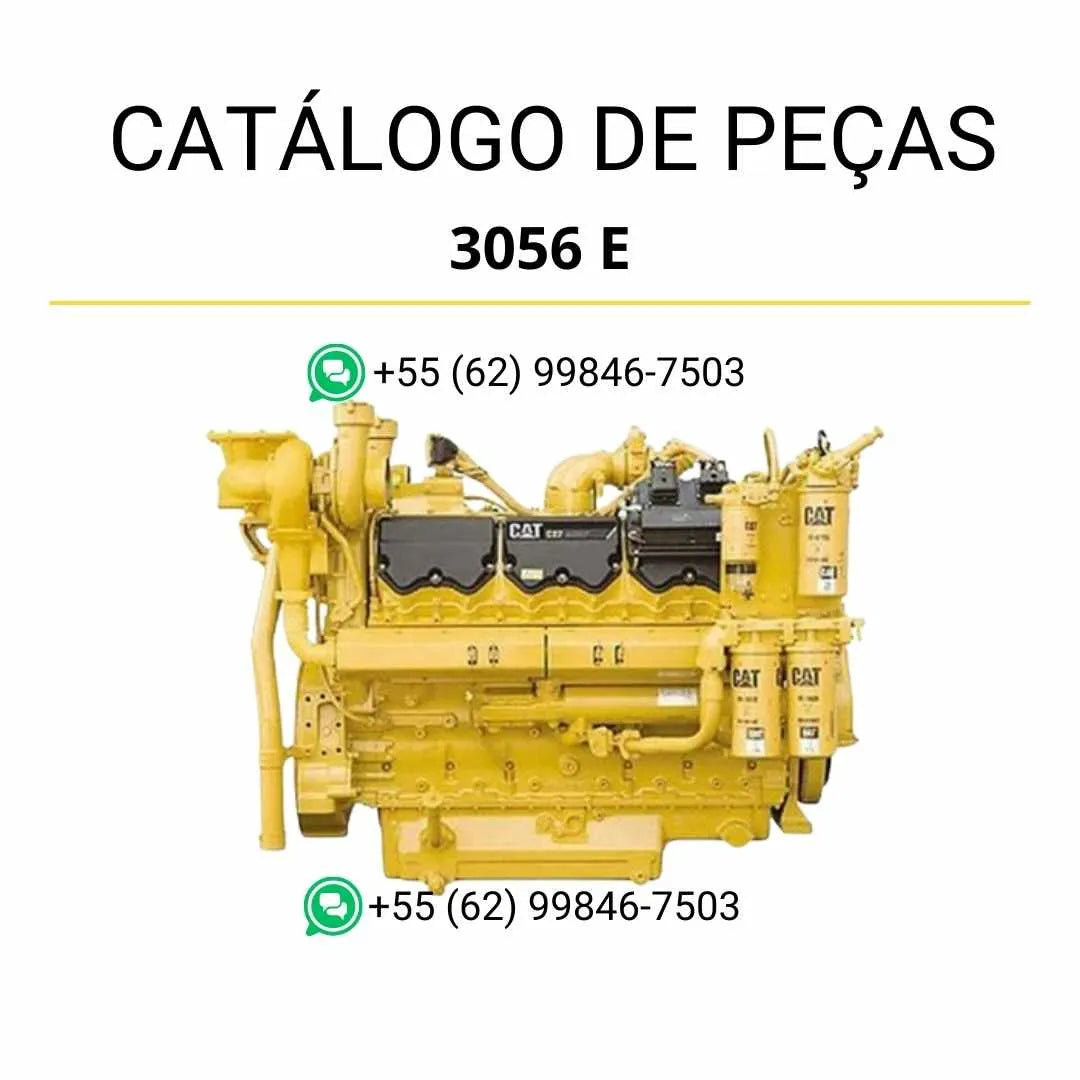 Catálogo de peças do motor industrial Caterpillar 3056E em PDF com ilustrações técnicas detalhadas e lista completa de componentes originais.