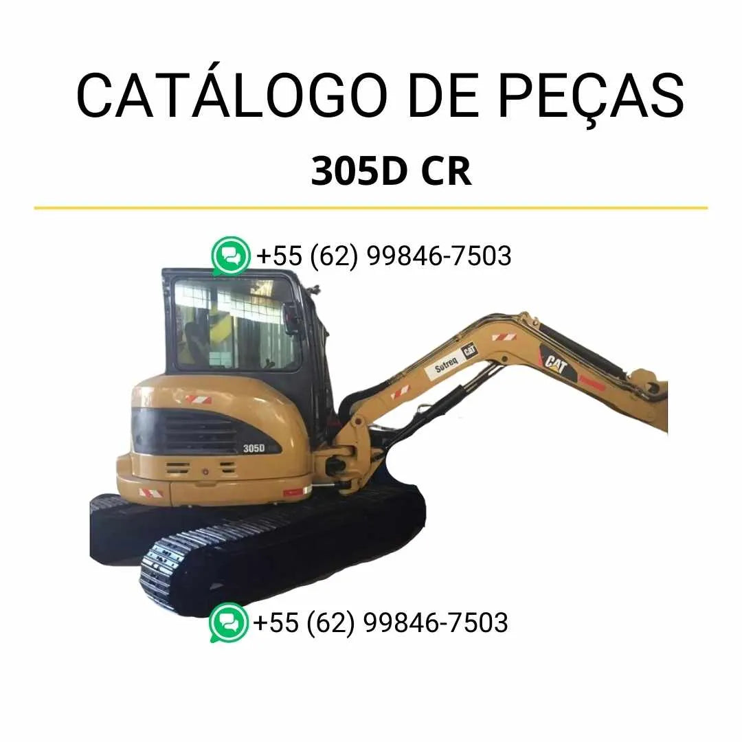Catálogo de peças Caterpillar 305D CR mini escavadeira hidráulica em PDF com ilustrações técnicas completas e lista detalhada de componentes originais.