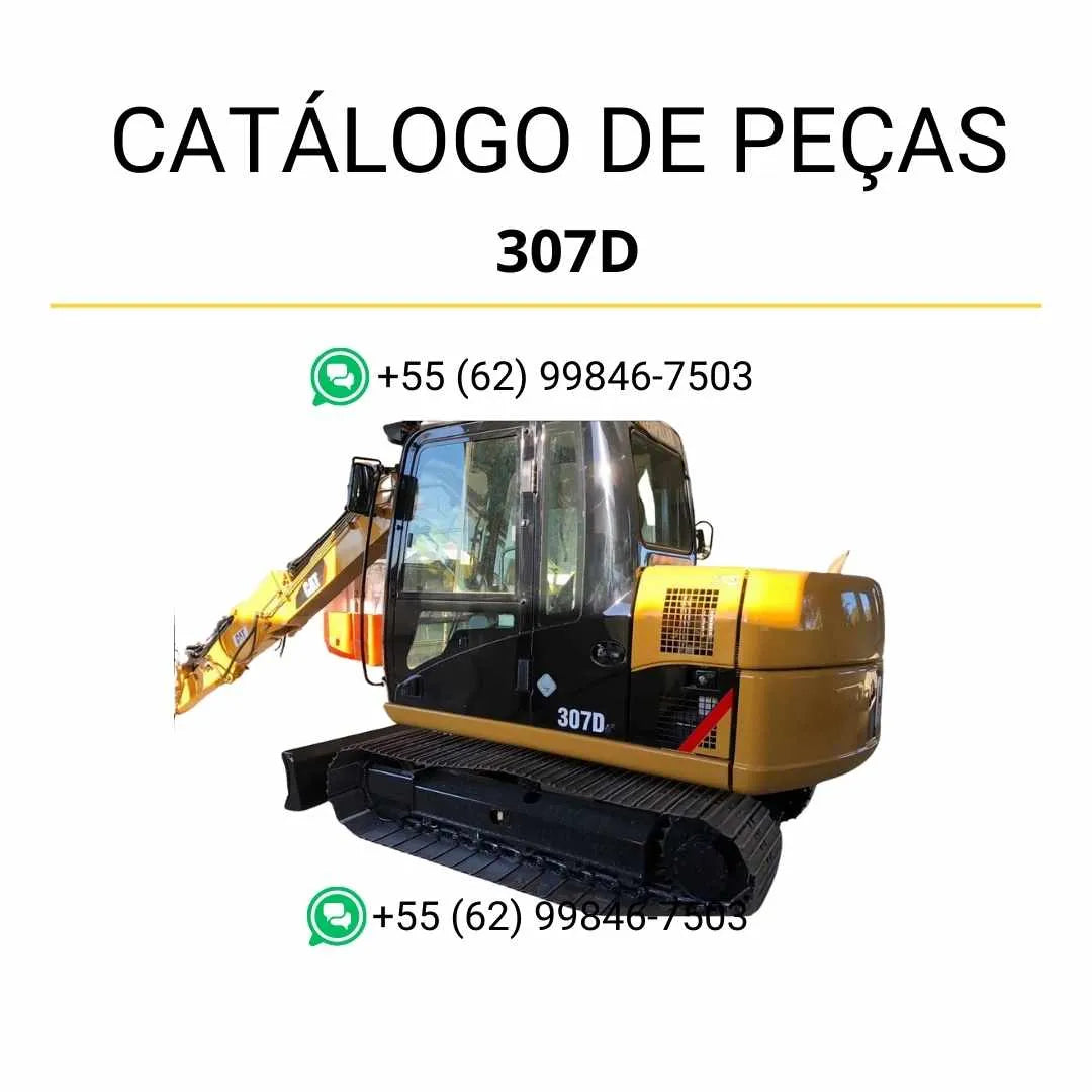 Catálogo de peças Caterpillar 307D mini escavadeira hidráulica em PDF com diagramas detalhados e lista completa de componentes e códigos originais.