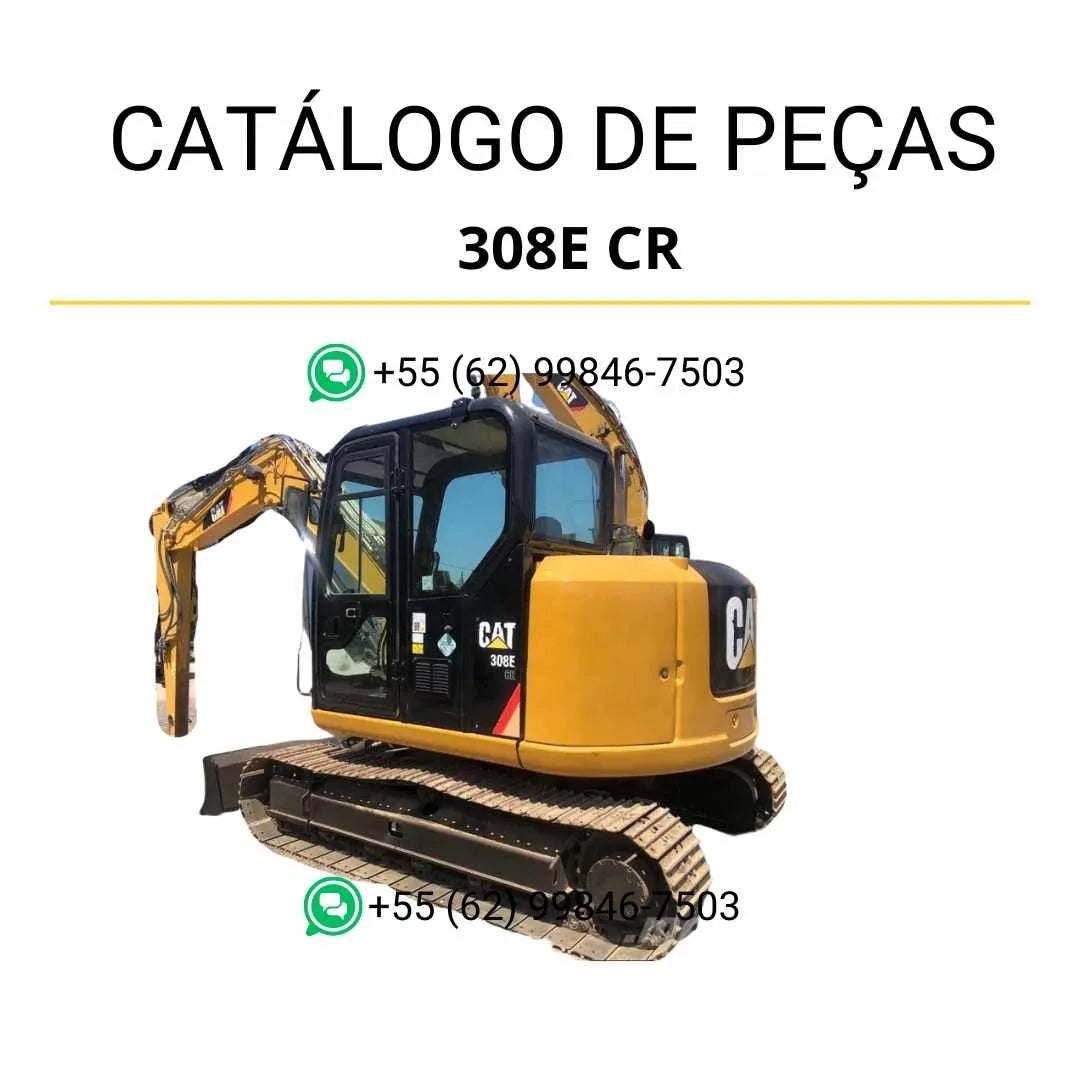 Catálogo de peças Caterpillar 308E CR mini escavadeira hidráulica em PDF com ilustrações técnicas detalhadas e lista completa de componentes originais.