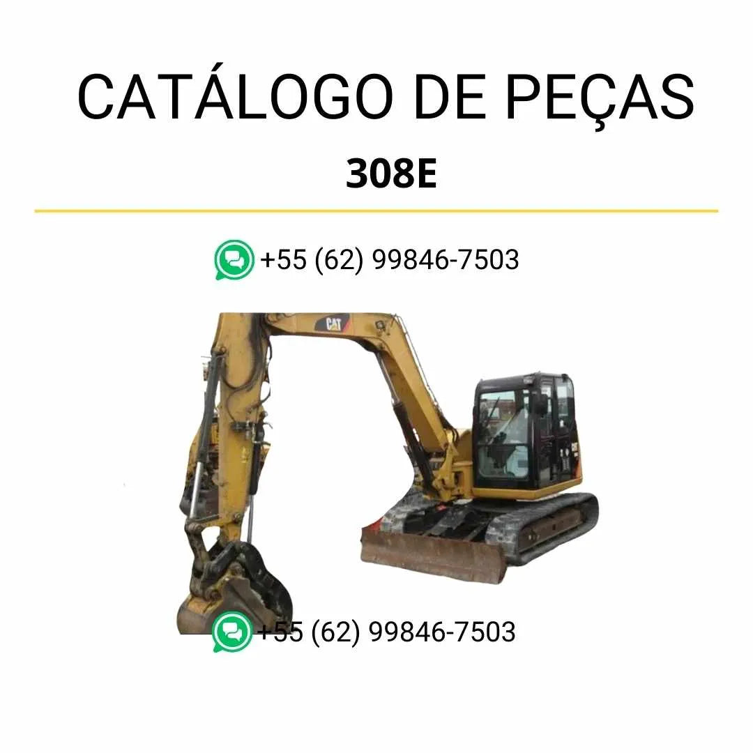 Catálogo de peças Caterpillar 308E mini escavadeira hidráulica em PDF com vistas explodidas, códigos originais e ilustrações técnicas detalhadas.
