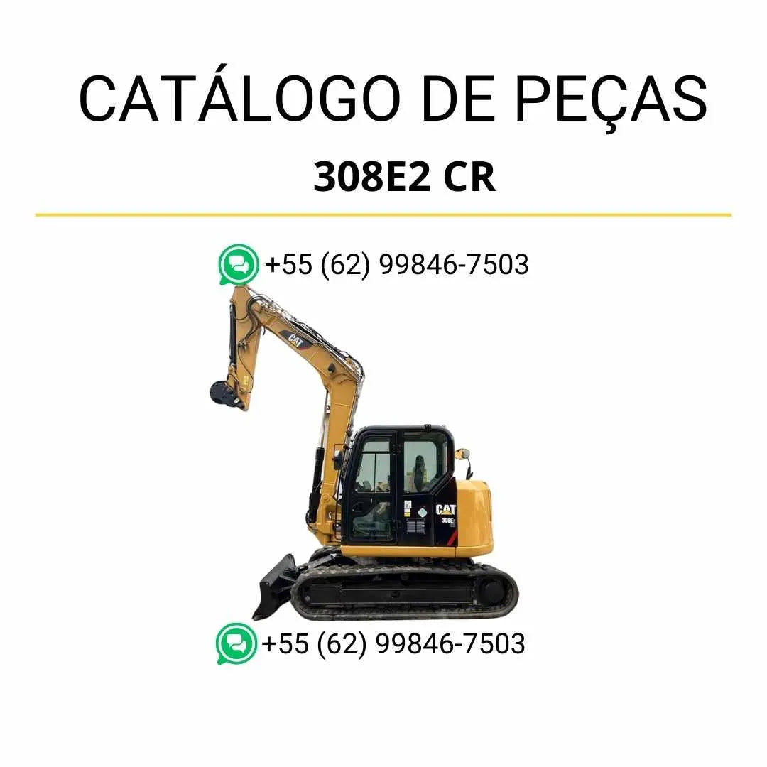 Catálogo de peças Caterpillar 308E2 CR mini escavadeira hidráulica em PDF com vistas explodidas e identificação completa de componentes originais.