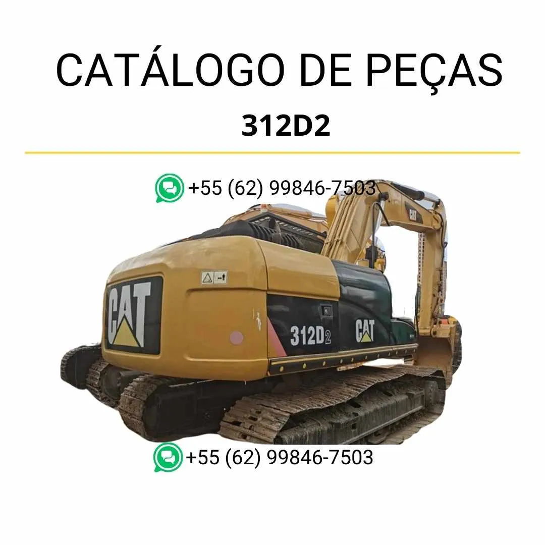 Catálogo de peças Caterpillar 312D2 em PDF, com ilustrações técnicas detalhadas e lista completa de componentes originais da escavadeira.
